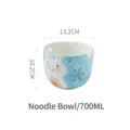 Ciotola per ramen in ceramica giapponese blu da 700 ml con simpatico motivo a coniglietto e misure - Ciotola per Noodle da 5,5 Pollici / 700ml / Blu