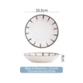 Assiette ronde en céramique japonaise à rayures de 8 pouces, motifs bleus et marron, 20,5 cm - Assiette 8 Pouces