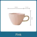 Nordic style pink ceramic coffee mug with elegant gold handle and irregular wavy rim design - 14x11x8cm / Pink