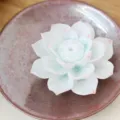 Handmade white ceramic lotus flower incense burner holder for home decoration and yoga - Wine Red Round Lotus