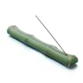 Green bamboo-shaped ceramic incense holder with a vintage Chinese design - Bionic Bamboo Section (Small)