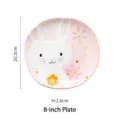 Plato de cerámica rosa de 8 pulgadas con lindo diseño de conejo y Happy Easter - Conejito Blanco / 20,2 cm / Bandeja
