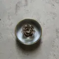 Handmade Jingdezhen ceramic lotus incense holder ashtray with marble grey finish - Kiln Blue Round Incense Holder