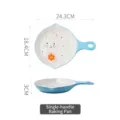 Teglia in ceramica con coniglio carino e manico, piatto in porcellana blu 24,3 cm stile giapponese - Teglia con Manico da 9 Pollici / Blu