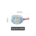 Simpatico ciotola per zuppa in ceramica giapponese con manico e coniglio 580ml - Bollilatte / 580ml / Blu