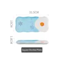 Piatto diviso in ceramica blu a tema pasquale con motivi floreali e bordi ondulati - Piatto Diviso Quadrato / Blu