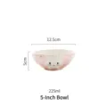 Lindo cuenco de cerámica de conejo rosa en tamaño de 5 pulgadas para cenas de estilo japonés - Suika Taro / Cuenco de 5 pulgadas