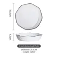 Elegant 8-inch white ceramic lotus leaf plate with decorative wavy edge and black rim - Rose Diamond (Micro-Defect) / 8-Inch Lotus Plate