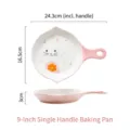Bandeja para hornear de cerámica rosa de 9 pulgadas con conejo de dibujos animados - Conejo Blanco Pequeño (Azul) / 9 pulgadas / Bandeja para Hornear con un Solo Mango
