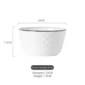 White 6-inch ceramic noodle bowl with elegant diamond texture pattern and black rim detail - Rose Diamond (Micro-Defect) / 6-inch Noodle Bowl