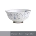 Bol à riz classique de 6 pouces de style japonais avec motif floral bleu sous glaçure - Bol à Riz 6 Pouces / 15.2x6.8cm / Floral Bleu Sous Glaçure