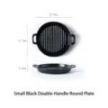 Petit plat de cuisson rond en céramique noire avec doubles poignées - Plat Rond de 8 Pouces avec Double Poignée / Noir