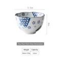 Japanese style ceramic bowl with blue plum patterns and wavy rim, 450ml capacity - Wave Rim Bowl / Plum Dot