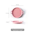 Petit plat de cuisson rond en céramique rose avec deux poignées et surface texturée - Plat Rond de 8 Pouces avec Double Poignée / Rose