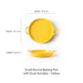 Petite plaque de cuisson ronde en céramique avec deux poignées en jaune, 19.5cm - Plat Rond de 8 Pouces avec Double Poignée / Jaune