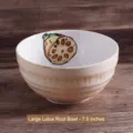 Grand bol japonais en céramique de 7,5 pouces peint à la main avec motif lotus - Motif Racine de Lotus / Bol de 7.5 Pouces