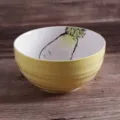 Bol élégant en céramique de style japonais de 7,5 pouces avec motif radis peint à la main - Motif Radis Blanc / Bol de 7.5 Pouces
