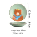 Assiette en céramique pour enfants avec ours mignon, diamètre 20,5 cm, artisanat - Style Grand Ours / Assiette Ours