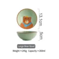 Bol pour enfants en céramique avec motif ours peint à la main et capacité de 260 ml - Style Grand Ours / 260ml / Bol Ours
