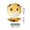 Assiette girafe mignonne en céramique pour enfants, plat en céramique de 20,5 cm - Style Girafe / Assiette Girafe