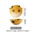 Bol en céramique girafe mignonne pour enfants, jaune, capacité 260ml, diamètre 13,1cm - Style Girafe / 260ml / Bol Girafe
