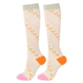 Premium Kniestrümpfe mit bunten Herzen als Kompressionssocken für Valentinstag - Beige Herz (33002)