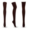 Chaussettes hautes classiques en coton tricoté marron pour femmes, style rétro automne-hiver - Taille unique / Café