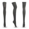 Chaussettes montantes grises en coton côtelé pour femmes, gris foncé - Taille unique / Gris foncé