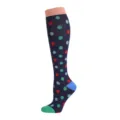 Chaussettes de compression à pois colorés sur fond bleu marine - Pois Colorés