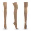 Chaussettes hautes en maille de coton kaki pour femme au style rétro vintage chic - Taille unique / Kaki