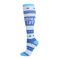 Chaussettes de compression longues bleues et blanches avec motifs cœur et Scrub Life - S/M / ECG Bleu Blanc