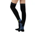Calcetines de compresión negros sobre la rodilla con puntos antideslizantes azules - Talla única / Negro