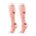 Schattige roze knie-compressiekousen met cartoon hondenpatronen voor hardlopen en fitness. - S/M / Puppy Pootafdrukken