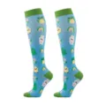 Kniehoge compressiekousen met schattig dierenpatroon voor sport en fitness - S/M / Blauwe Kikker Regenboog