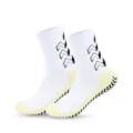 Witte sportsokken met gele accenten en antislip noppen op de zool voor grip - Eén maat / Wit