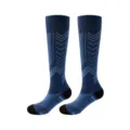 Professional blue compression socks featuring arrow and stripe patterns for running - S/M / Dark Blue