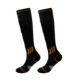 Hoogwaardige zwarte compressiekousen met oranje details voor hardlopen en fitnessen - S/M / Voetmassage Stijl / Zwart