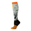 Chaussettes de compression Halloween avec motifs de fantômes et chauves-souris en gris - S/M / Lune d'Arbre Mort