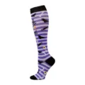 Chaussettes de compression Halloween de qualité à rayures mauves et motif Trick or Treat - S/M / Chauve-souris à Rayures