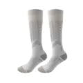 Professional white athletic compression socks with grey arrow patterns and reinforced sole - S/M / Light Gray
