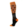 Chaussettes de compression Halloween avec motifs chat orange et citrouille noire - Chat Effrayant