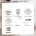 Service de vaisselle nordique 20 pièces en céramique avec bols et assiettes pour 4 personnes - Bleu Brume / Collection de Vaisselle pour Quatre (Coffret Cadeau 20 Pièces)