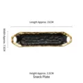 Luxuriöse schwarze Retro-Keramik-Dessertplatte mit Goldrand und Griffen, 31 cm Länge - Dessertteller / Schwarz Goldener Rand