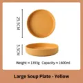 Grande assiette à soupe nordique en céramique jaune aux rayures verticales, taille 25,5 cm - Assiette Creuse à Soupe 10 Pouces / Jaune (Assiette Creuse 10 Pouces)