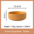 Ciotola per zuppa in ceramica gialla da 8 pollici con trama scanalata e capacità di 1600 ml - Giallo (Ciotola per Zuppa 8 Pollici)
