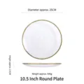 Premium 10.5 inch clear glass round dinner plate with elegant gold rim and hammered texture - 10.5 Inch Plate