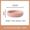 Piattino per salse in ceramica rosa da 3,5 pollici con design nordico a coste per salse - Rosa (Piattino da Assaggio 3.5 Pollici)