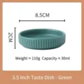 Salsiera in ceramica verde da 3,5 pollici con trama scanalata per salse in stile nordico - Verde Scuro (Piattino da Assaggio 3.5 Pollici)