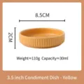 Ciotolina per salse in ceramica gialla da 3,5 pollici con trama a coste, 30 ml - Giallo (Piattino da Assaggio 3.5 Pollici)