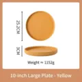 Piatto piano scandinavo da 10 pollici in ceramica giallo opaco con bordo strutturato - Giallo (Piatto Grande 10 Pollici)